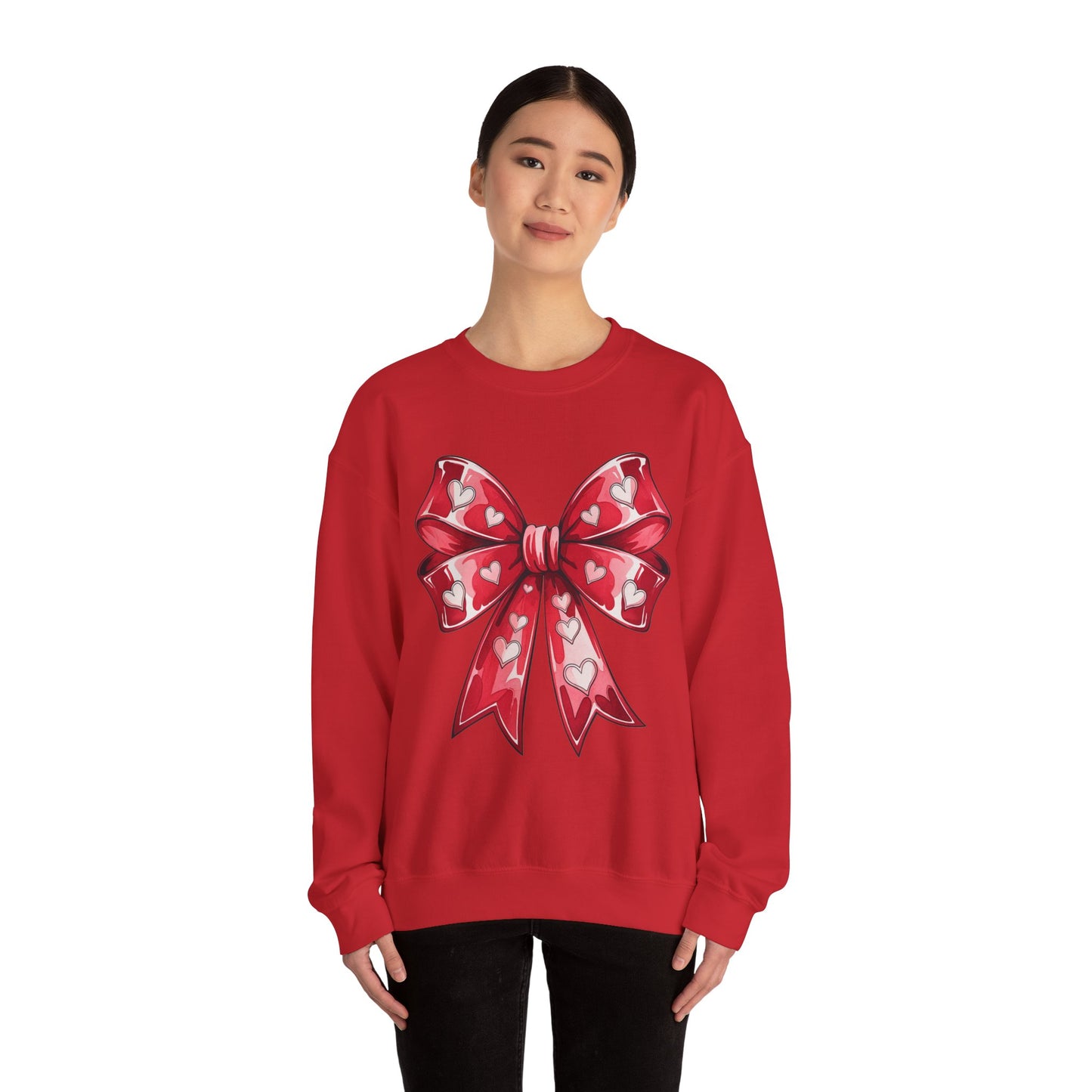 Valentine Bow with Hearts Sweatshirt